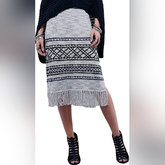 Free People Dresses & Skirts - Free People Sweater Fringed Skirt